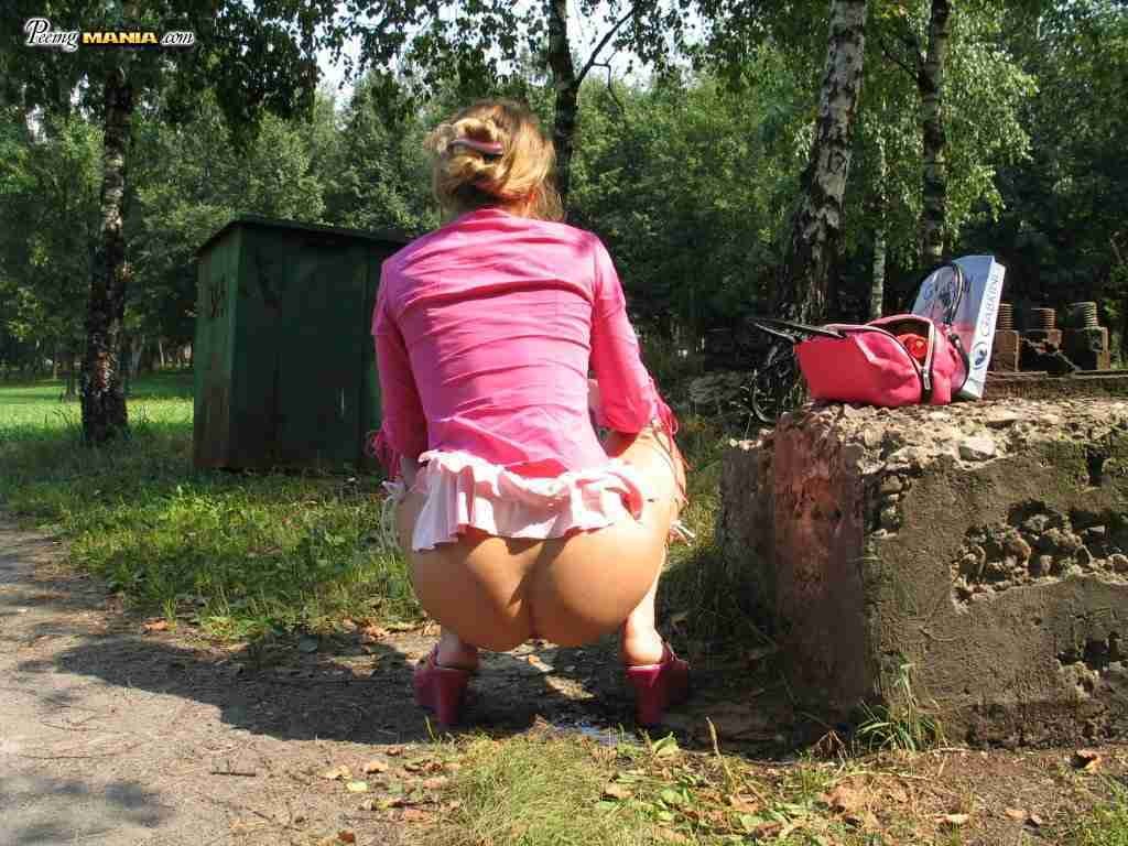 Girl peeing outdoors #76567910