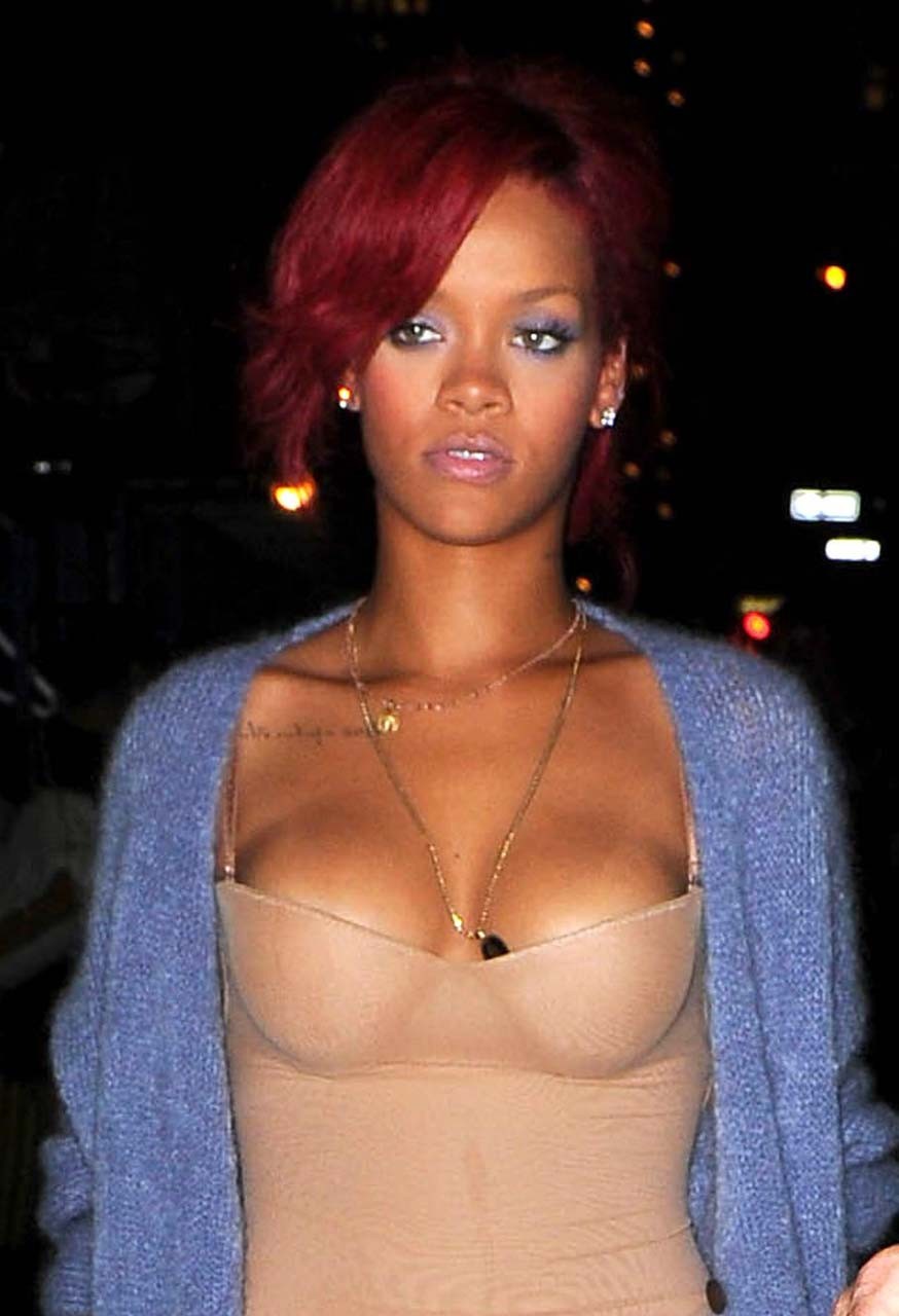 Rihanna showing big cleavage and sexy in white socks paparazzi pictures #75308889
