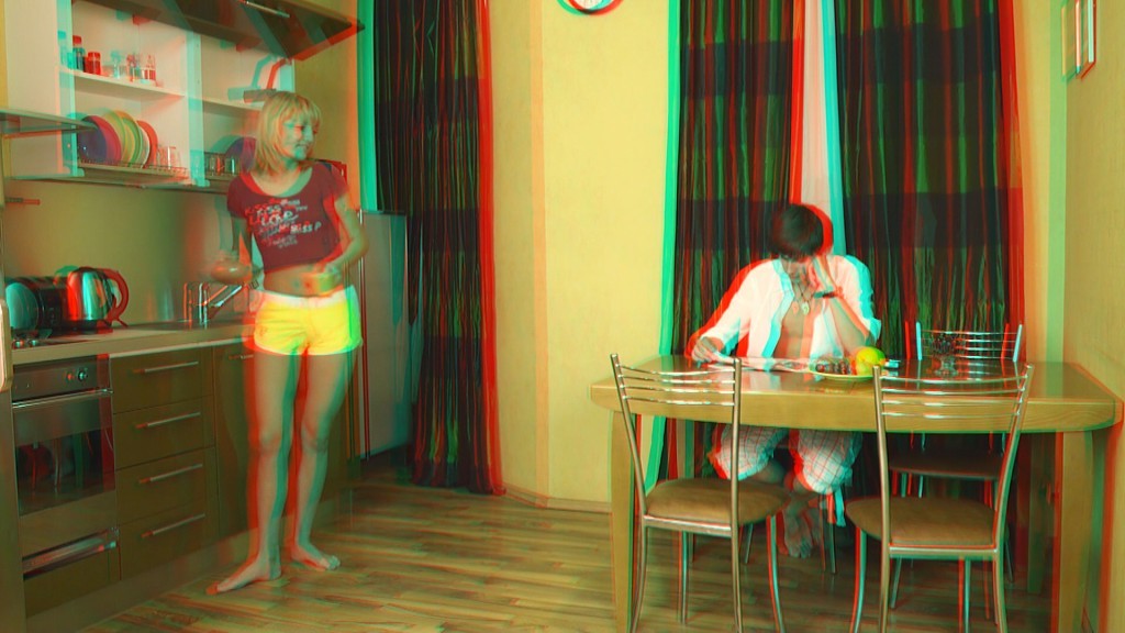 Blonde in yellow shorts gets fucked on kitchen table in 3D porn #67053426