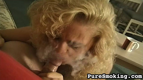 Blonde dragginlady gives an incredibly hot blowjob while she sucks down a cigare #68100089