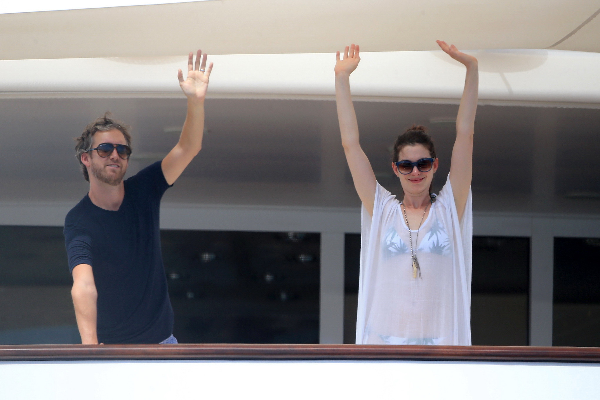 Anne Hathaway wearing bikini on a boat in Ibiza Spain #75155144