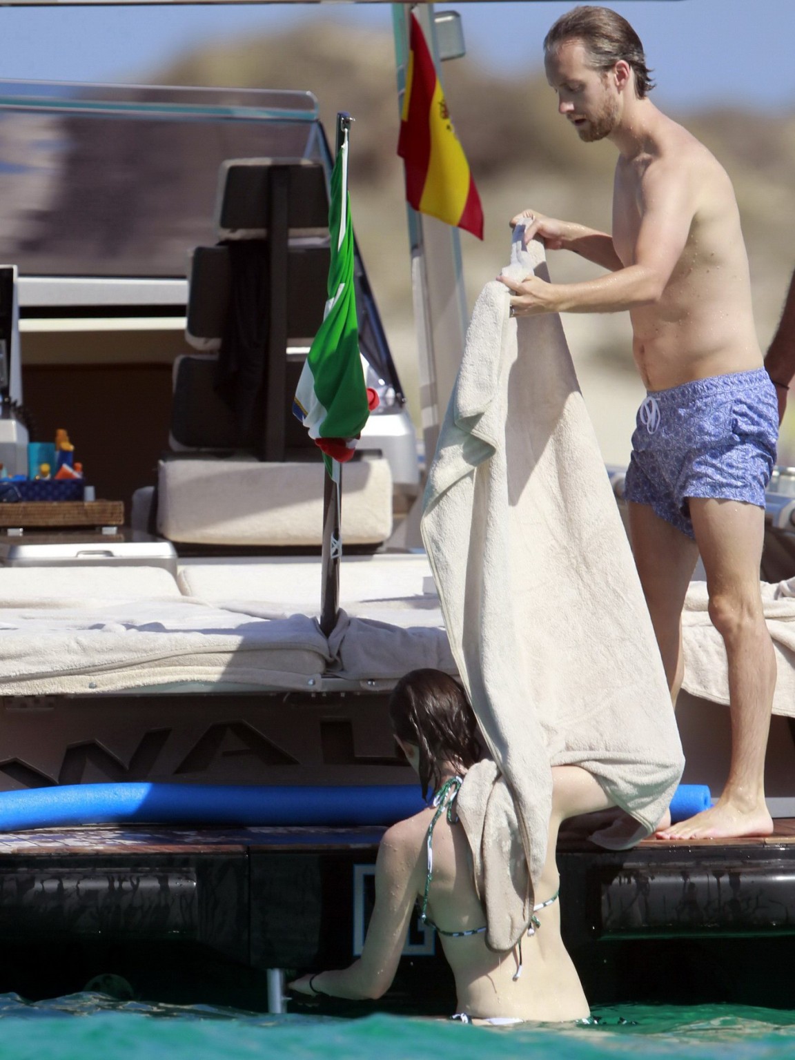 Anne Hathaway wearing bikini on a boat in Ibiza Spain #75155212