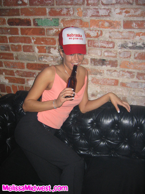 Melissa Midwest out at the bars in a funny hat #67356479