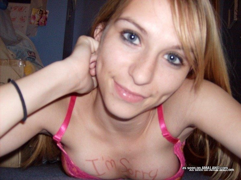 Naughty blonde hottie posing in sexy selfpics #76130468