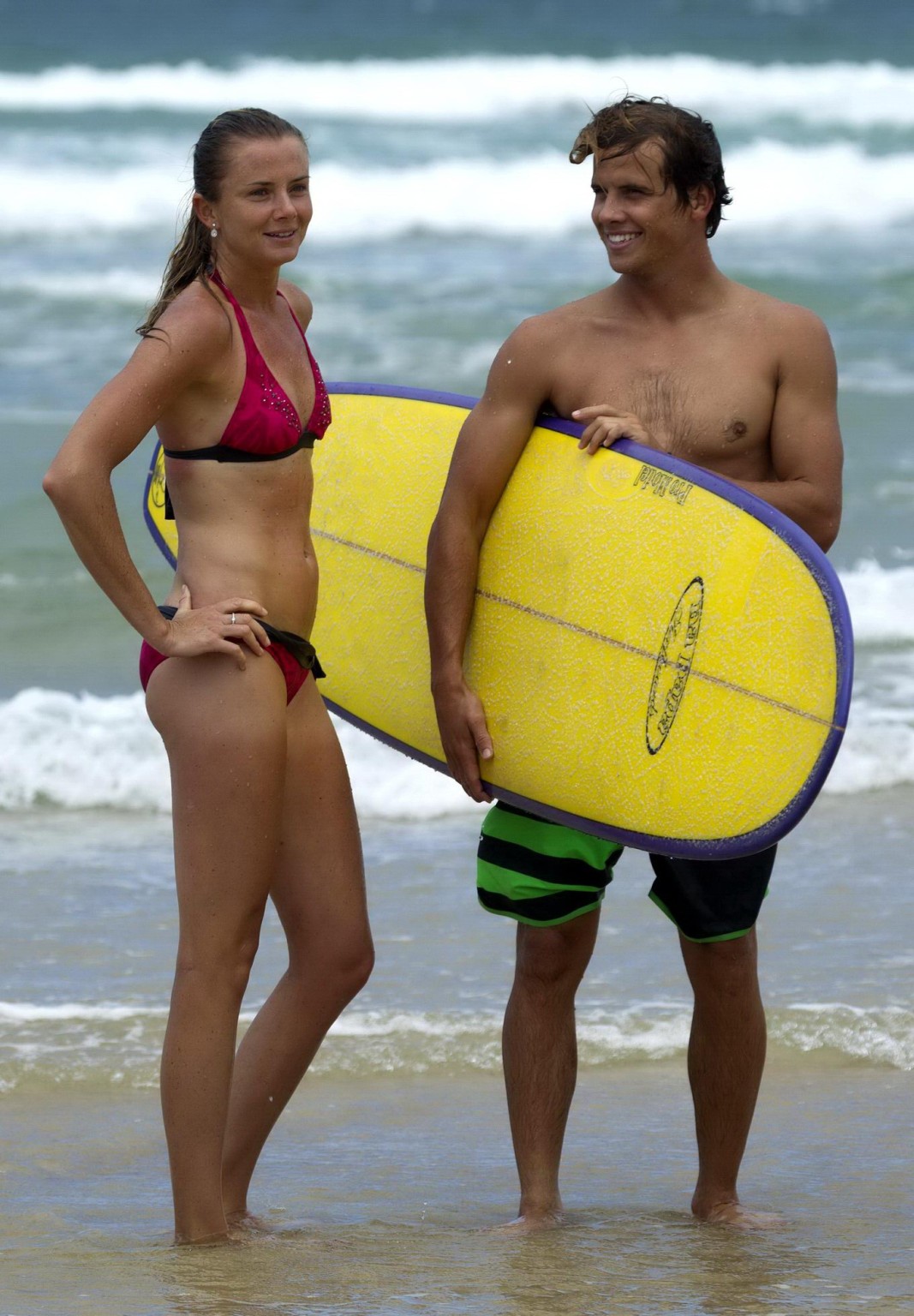 Daniela Hantuchova in bikini surfing on a beach in Brisbane, Australia #75245142