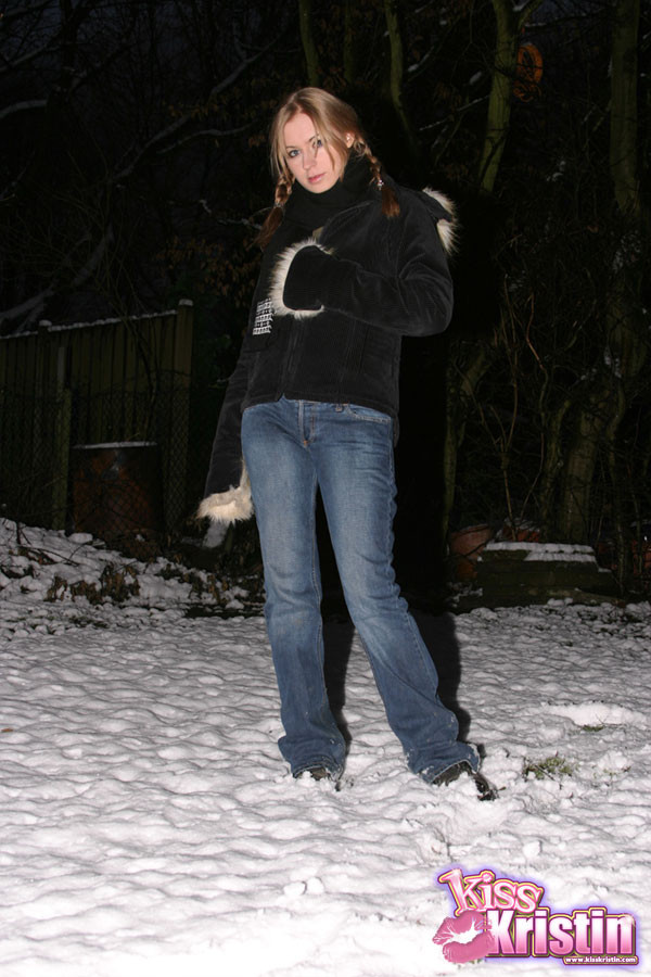 Kristin outdoors at night in the snow #67812100