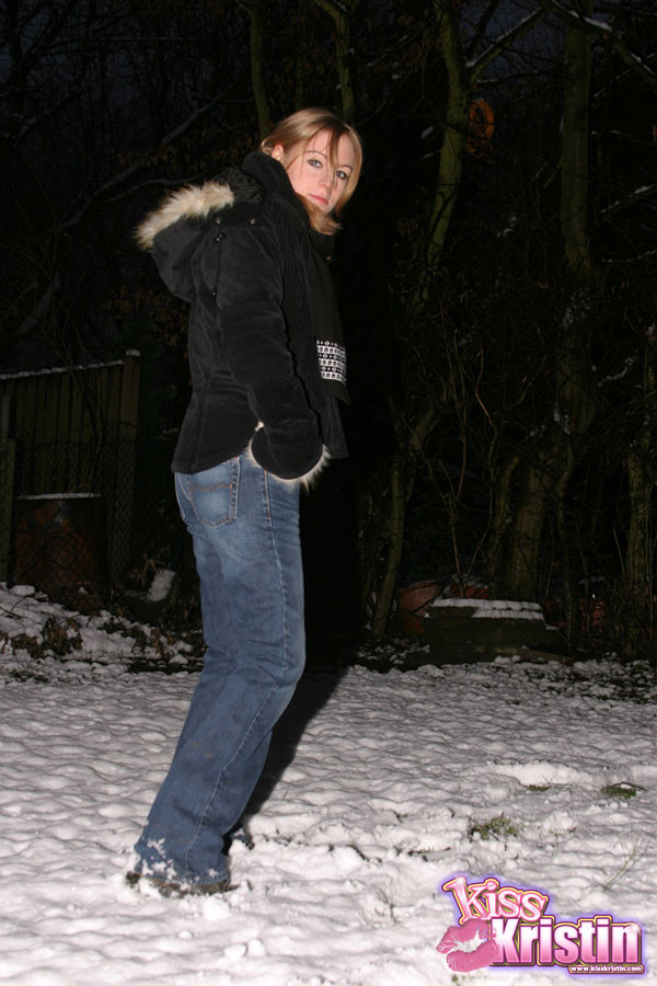 Kristin outdoors at night in the snow #67812117