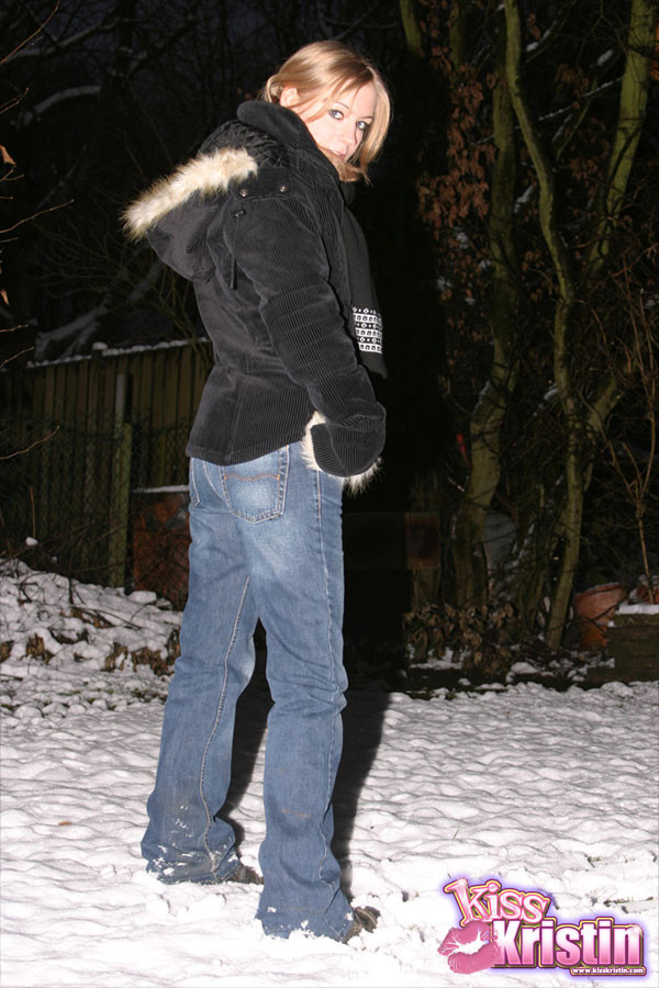 Kristin outdoors at night in the snow #67812134