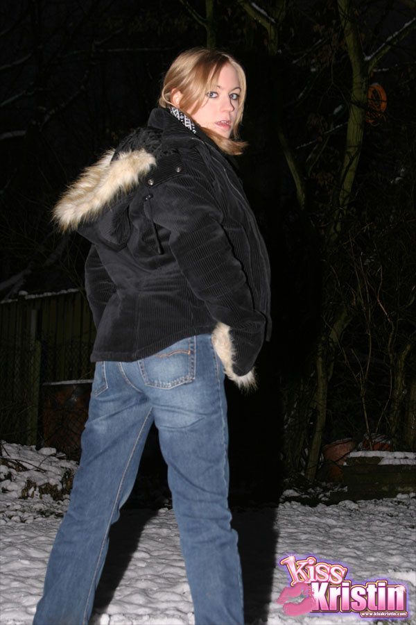Kristin outdoors at night in the snow #67812200