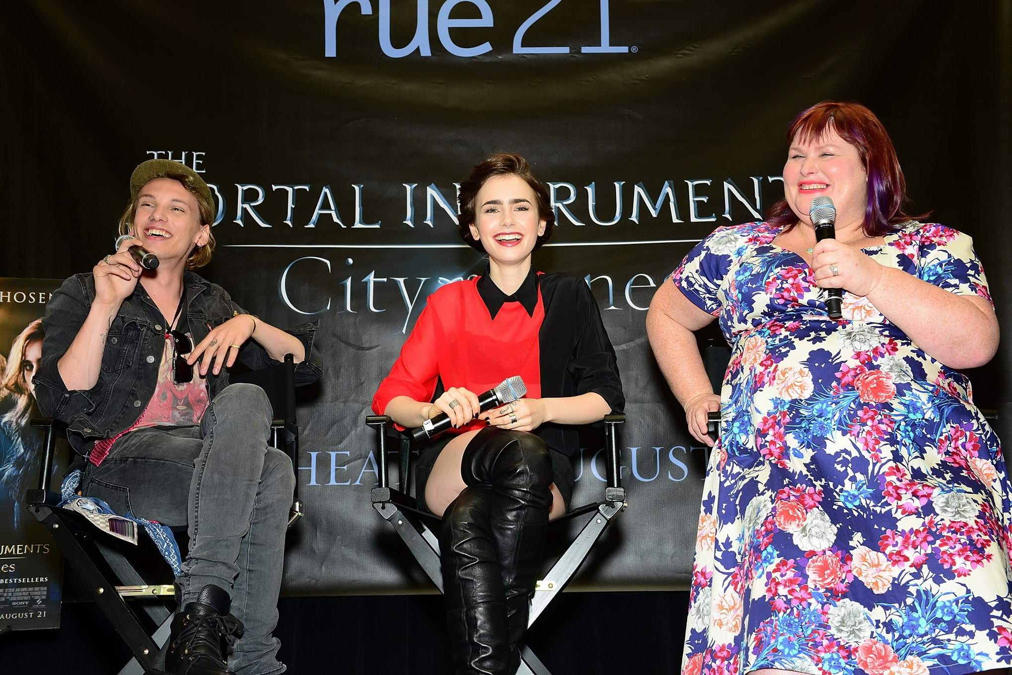 Lily Collins leggy and see-through to bra at The Mortal Instruments signing in P #75222887