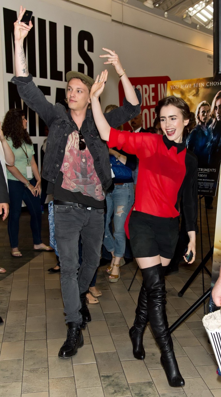 Lily Collins leggy and see-through to bra at The Mortal Instruments signing in P #75222913
