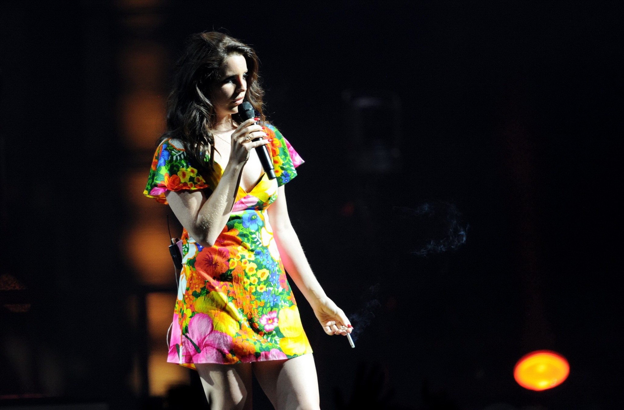 Lana Del Rey bra peek  upskirt while performing in summer mini dress at the 2014 #75196975