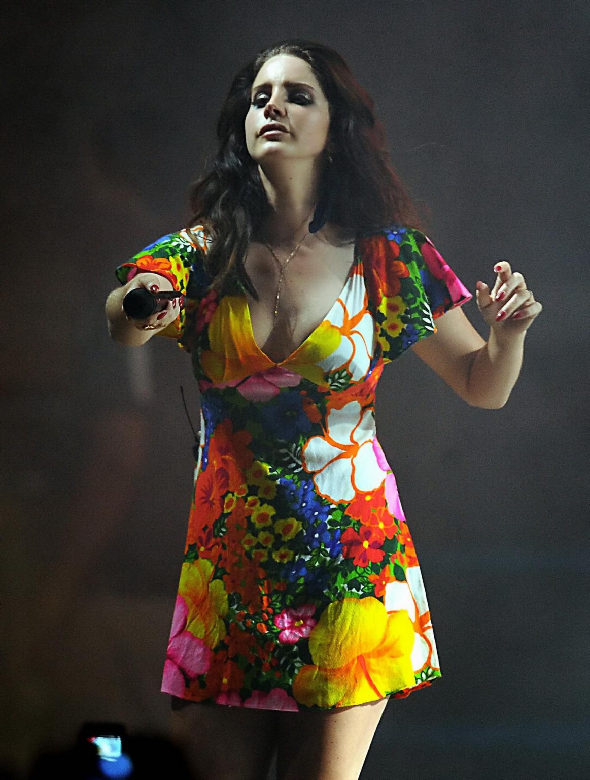 Lana Del Rey bra peek  upskirt while performing in summer mini dress at the 2014 #75196983