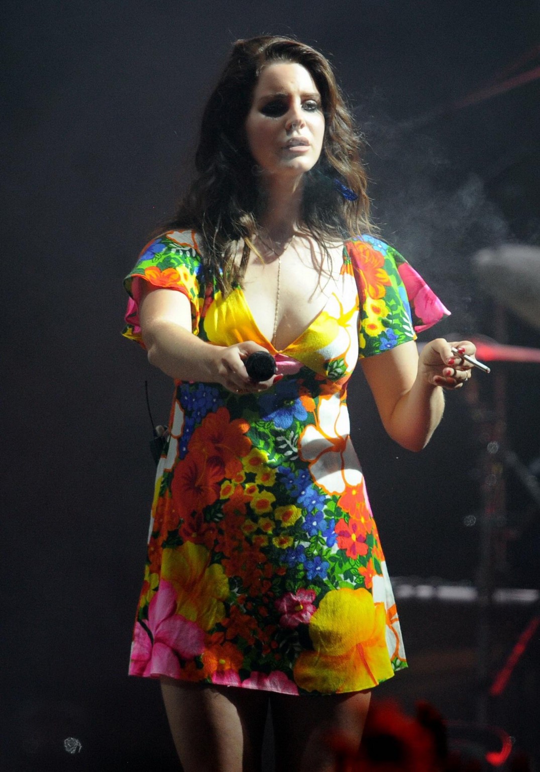 Lana Del Rey bra peek  upskirt while performing in summer mini dress at the 2014 #75197015