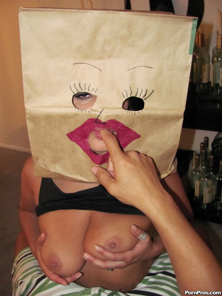 Busty GF fucked n facialed with paper bag on head #73240226