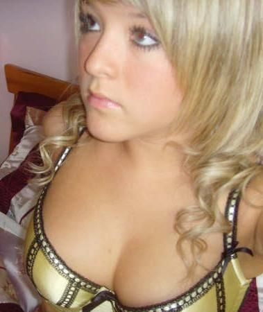 Amateur blonde with nice tits posing #73881774