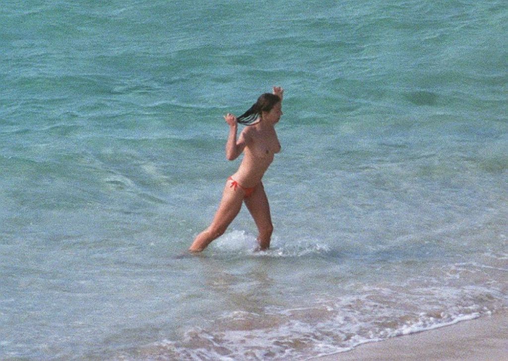 Liz Hurley nude big boobs at a public beach #75357976