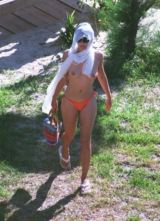 Liz Hurley nude big boobs at a public beach #75358007