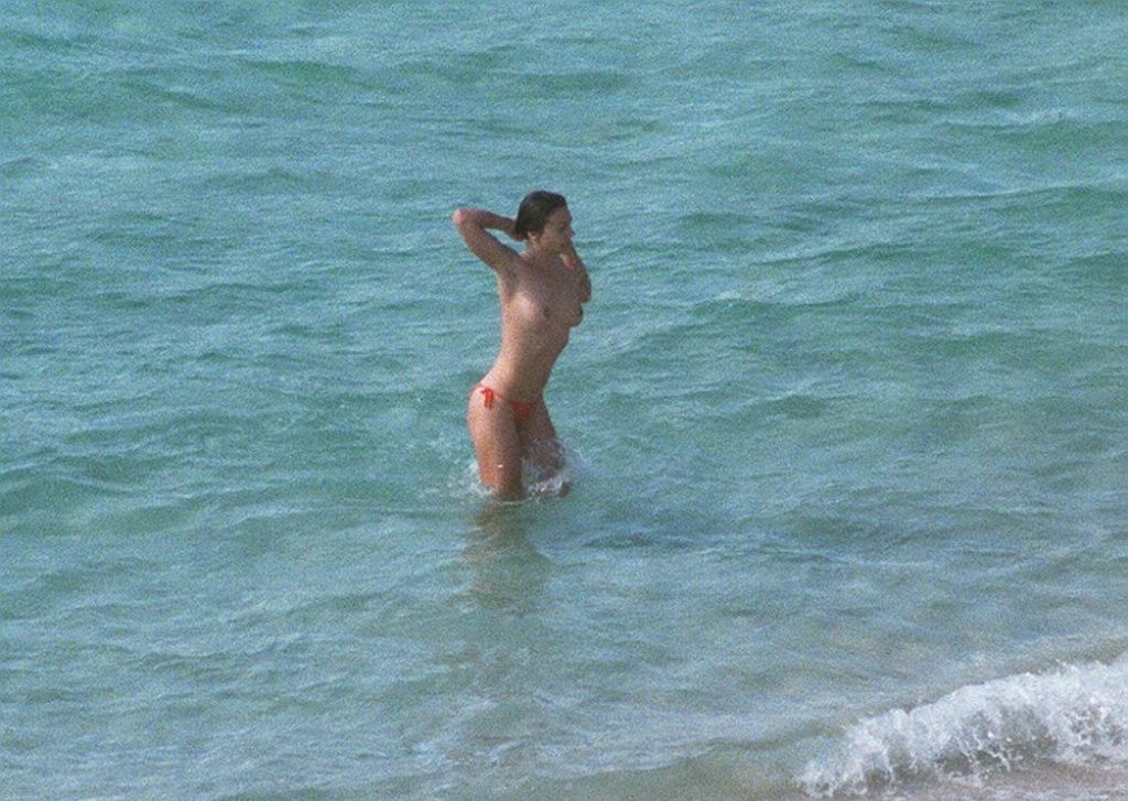 Liz Hurley nude big boobs at a public beach #75358064