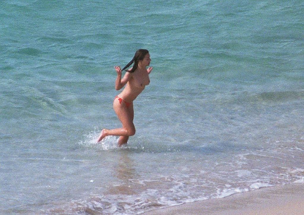 Liz Hurley nude big boobs at a public beach #75358069