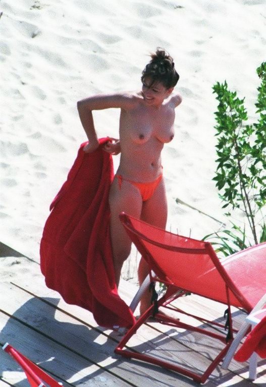 Liz Hurley nude big boobs at a public beach #75358091