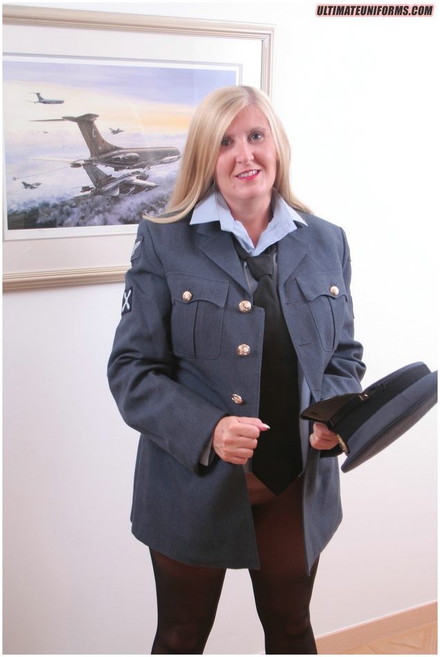Royal Air Force slutty blonde Natasha Smith in black pantyhose #73543449