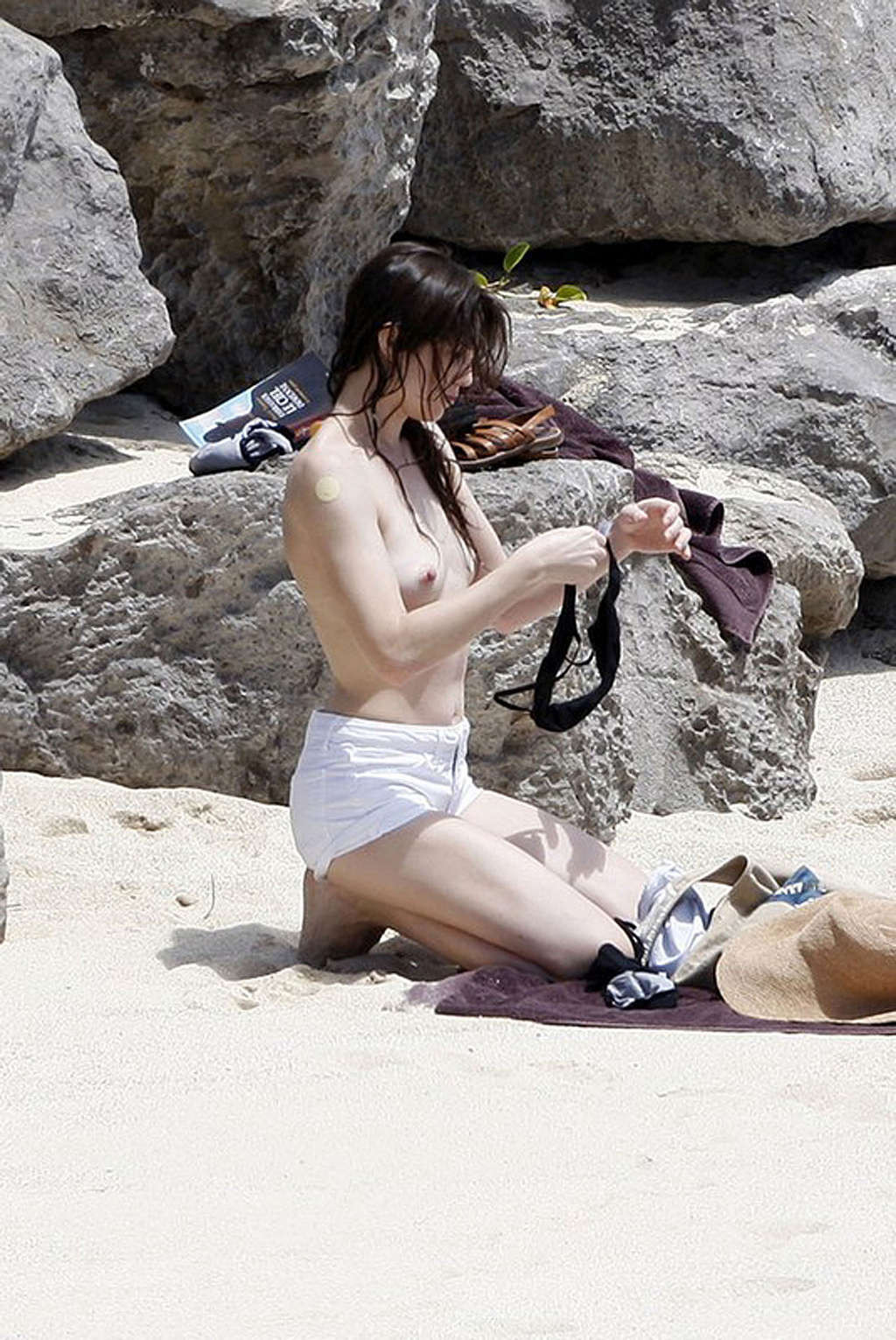 Charlotte Gainsbourg nude on the beach and shows ass in thong #75373120