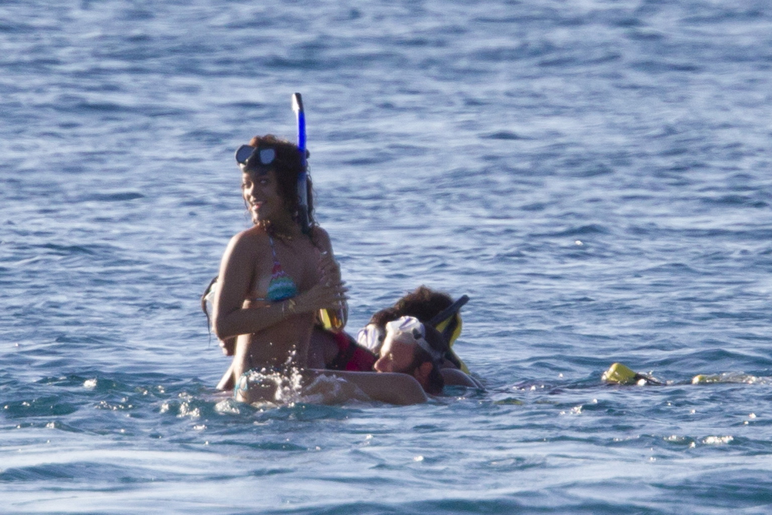 Rihanna in bikini showing ass  snorkeling near a Hawaiian beach #75275516