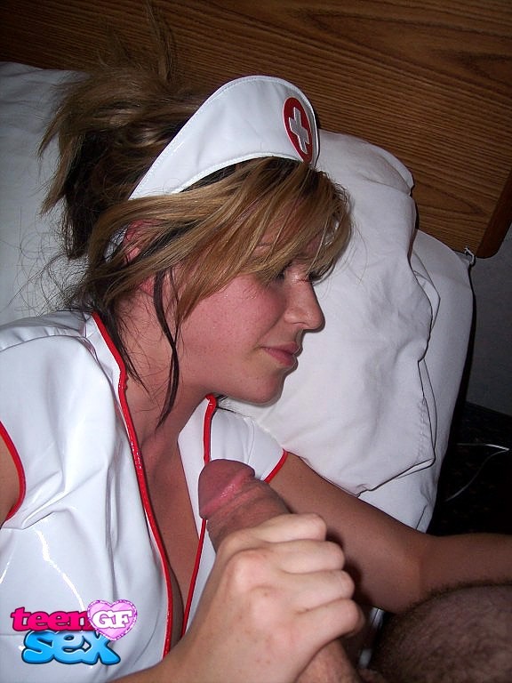 Amateur teen in nurse uniform swallowing the dick #68120633