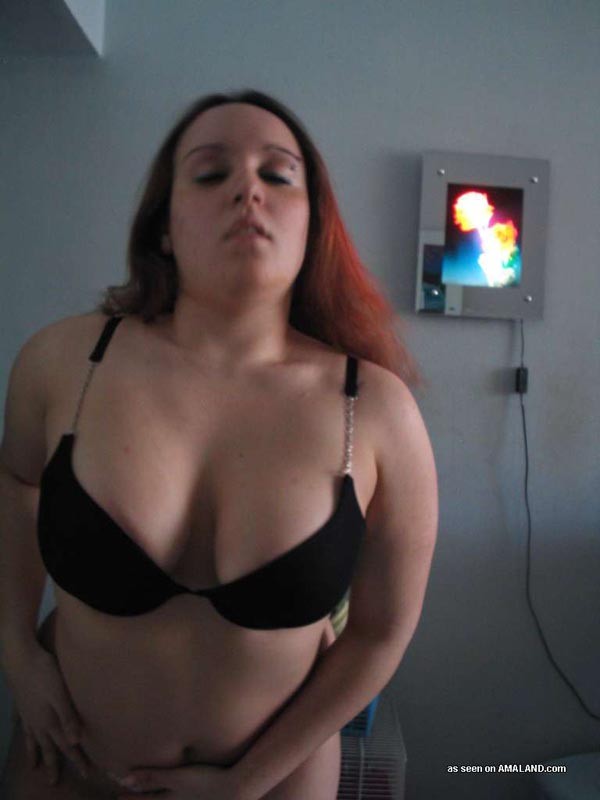 Ginger BBW stripping off her sexy black undies #67341519