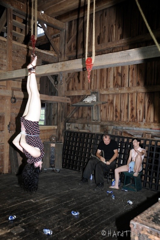 Dixon Mason is blindfolded and bound upside down in dark dungeon #71973999