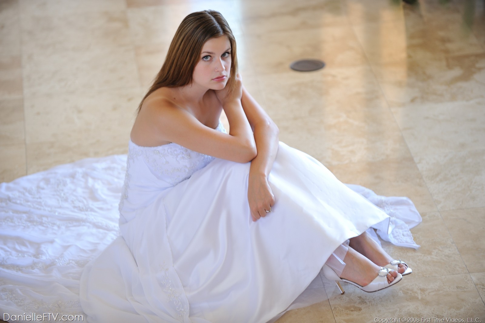 Danielle poses in a long white gown #71325245