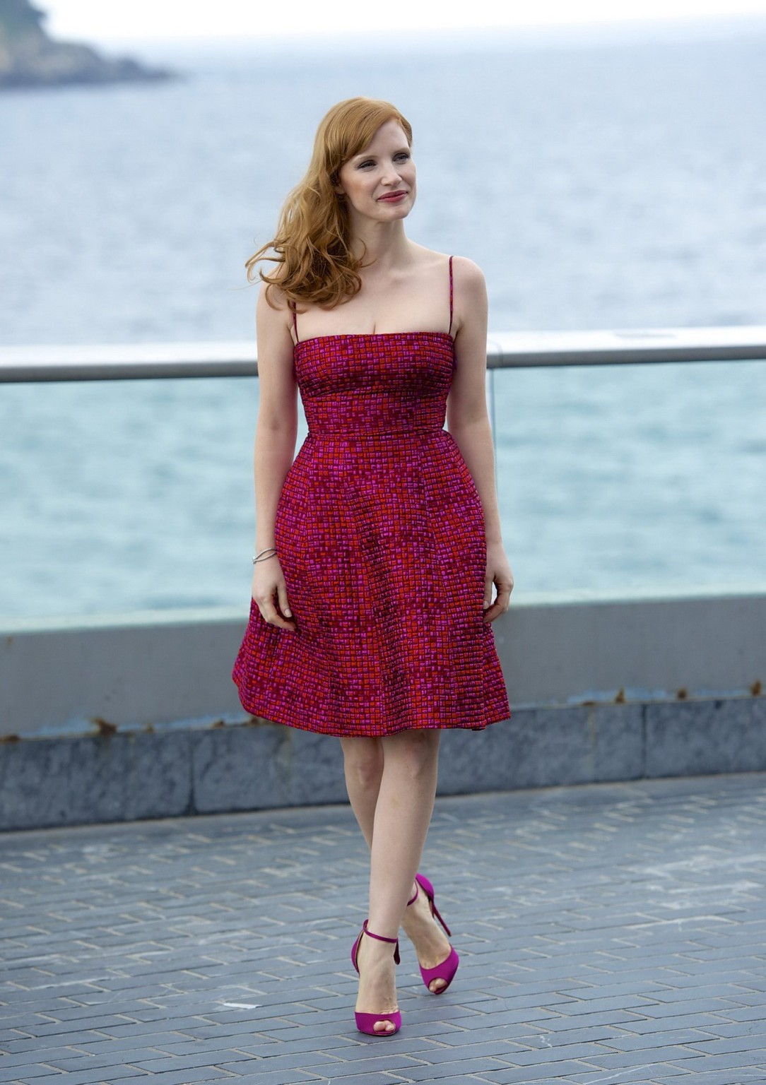 Jessica Chastain showing cleavage at The Dissapearance of Eleanor Rigby photocal #75184895