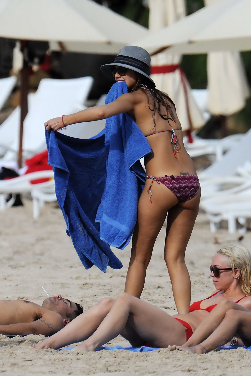 Jessica Alba wearing tiny purple bikini at the beach in St.Barts #75236131