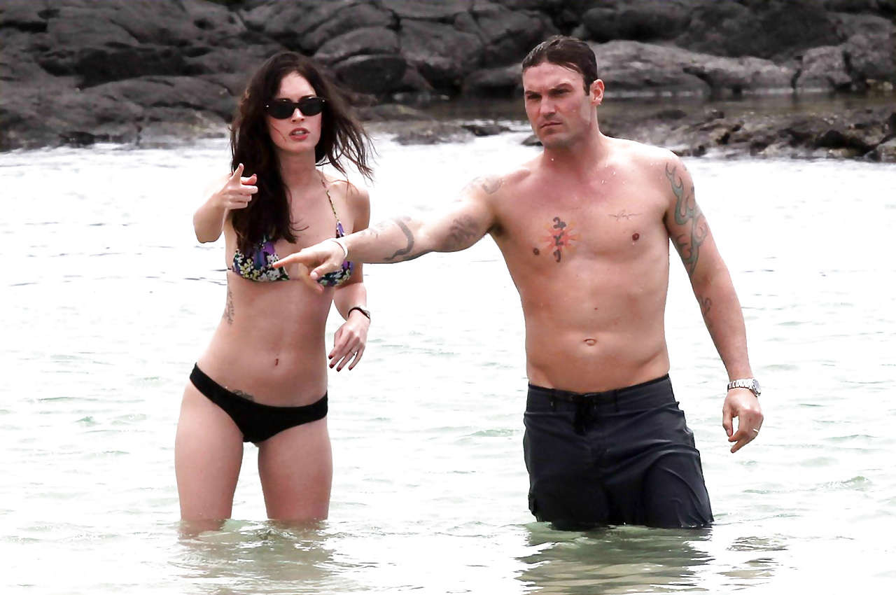 Megan Fox showing her great body and looking very sexy in red bikini on beach pa #75299576