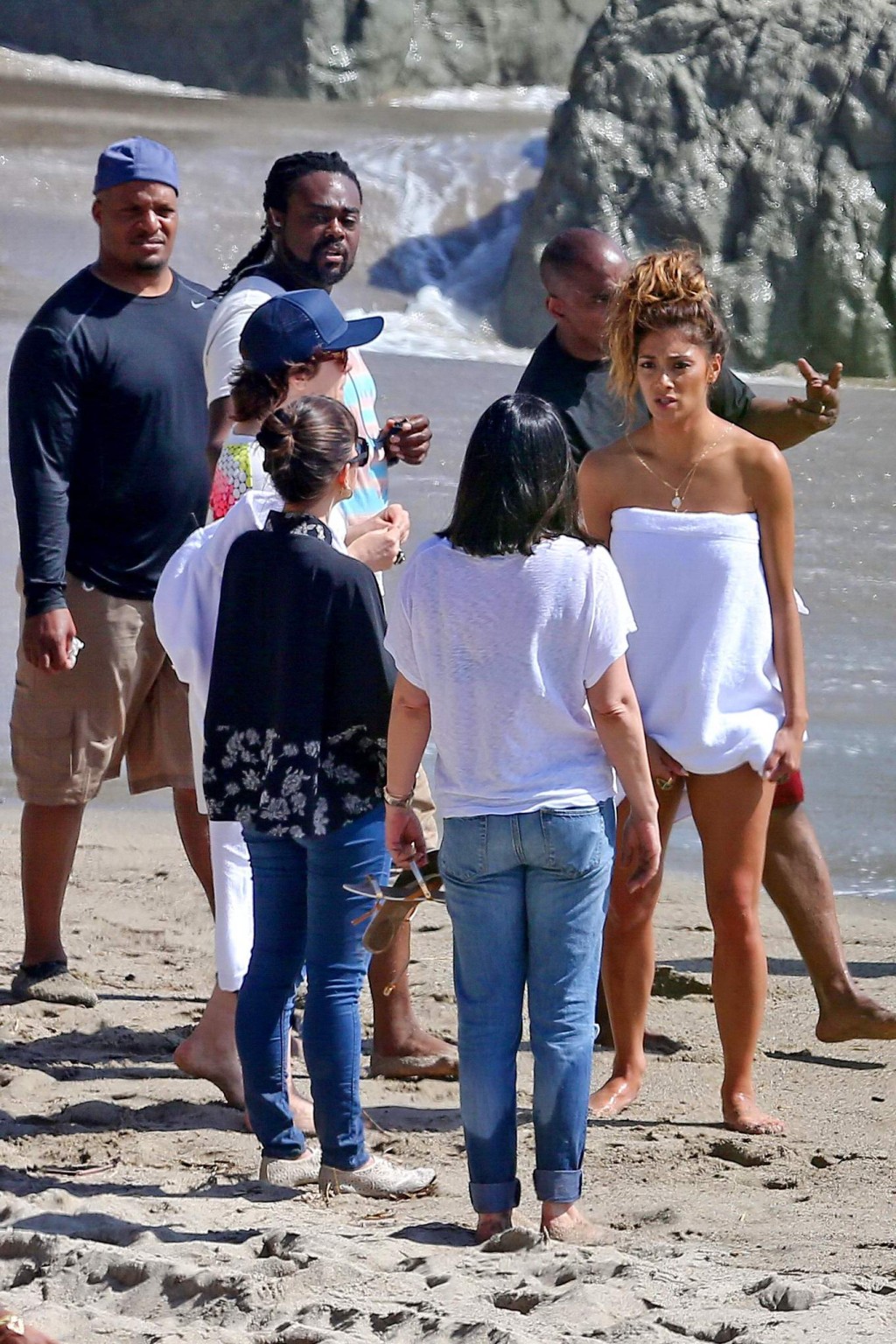 Nicole Scherzinger nip slip on the set of her new music video in Malibu #75195479