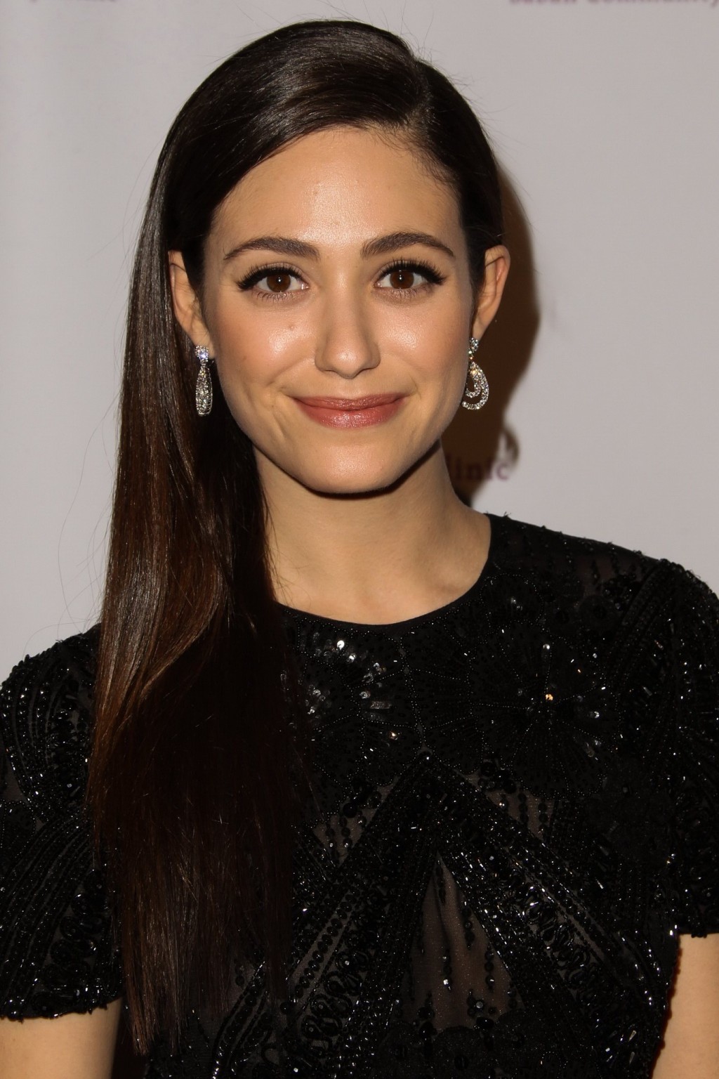 Emmy Rossum braless wearing black backless partially see-through gown at 37th An #75211860