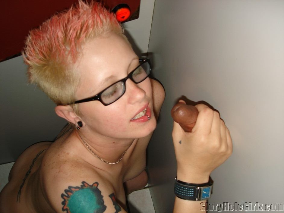 A tattooed slut sucks off complete strangers at a gloryhole #76042378