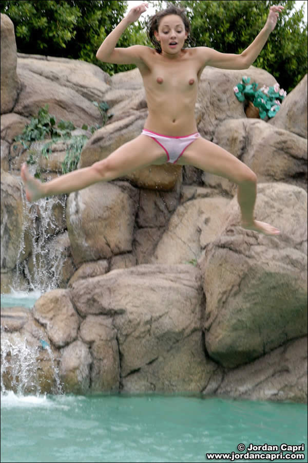 Brunette teen jordan capri plays in the pool #75042973