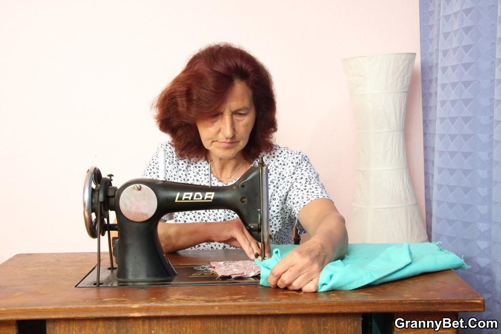 Granny tailor sews clothes for him and he gives her pussy a beat #74541986