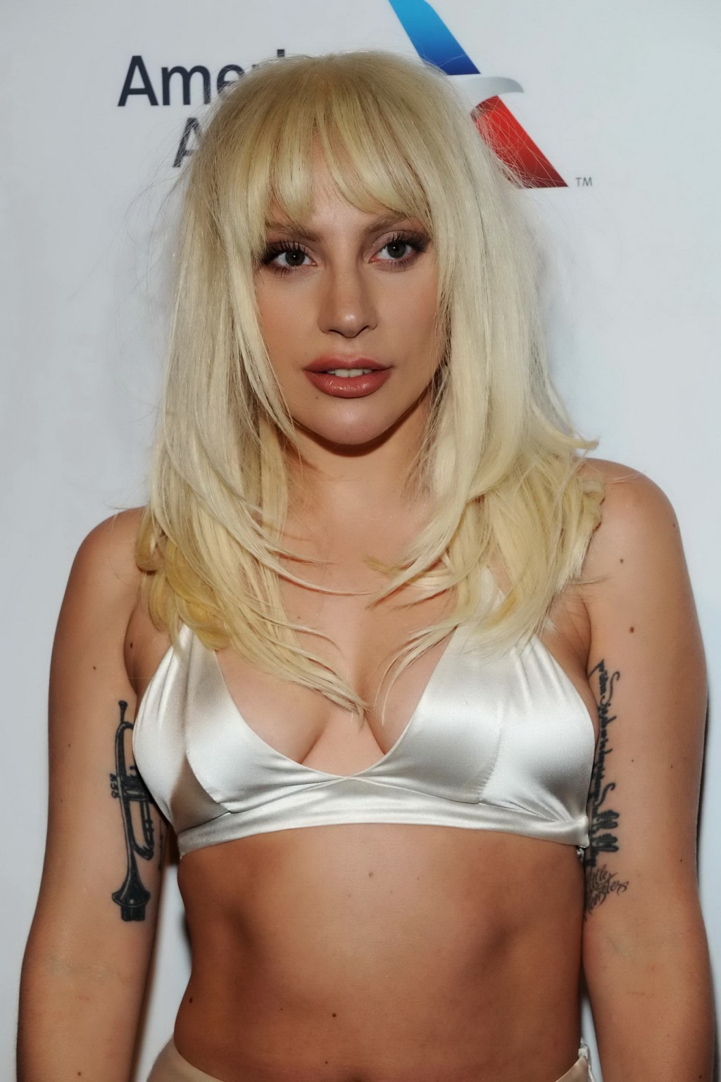 Lady Gaga busty in tiny white bra and skirt in public #75148666