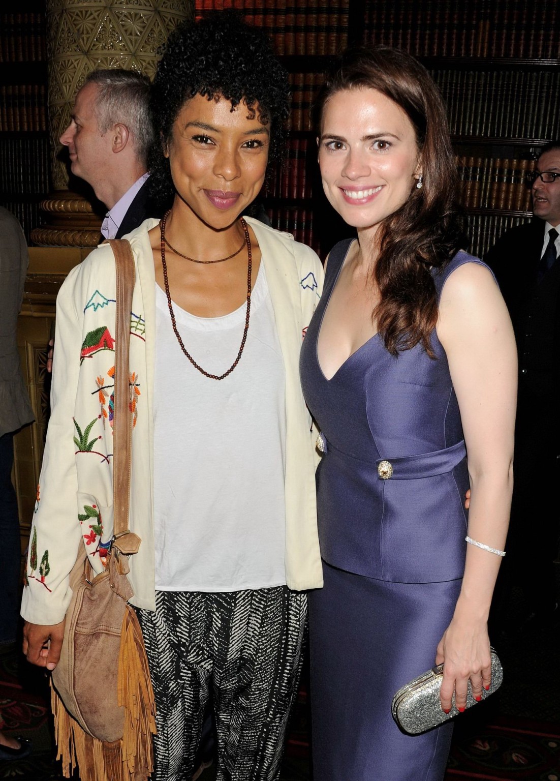 Hayley Atwell showing huge cleavage in a purple backless dress at The Pride Pres #75221416
