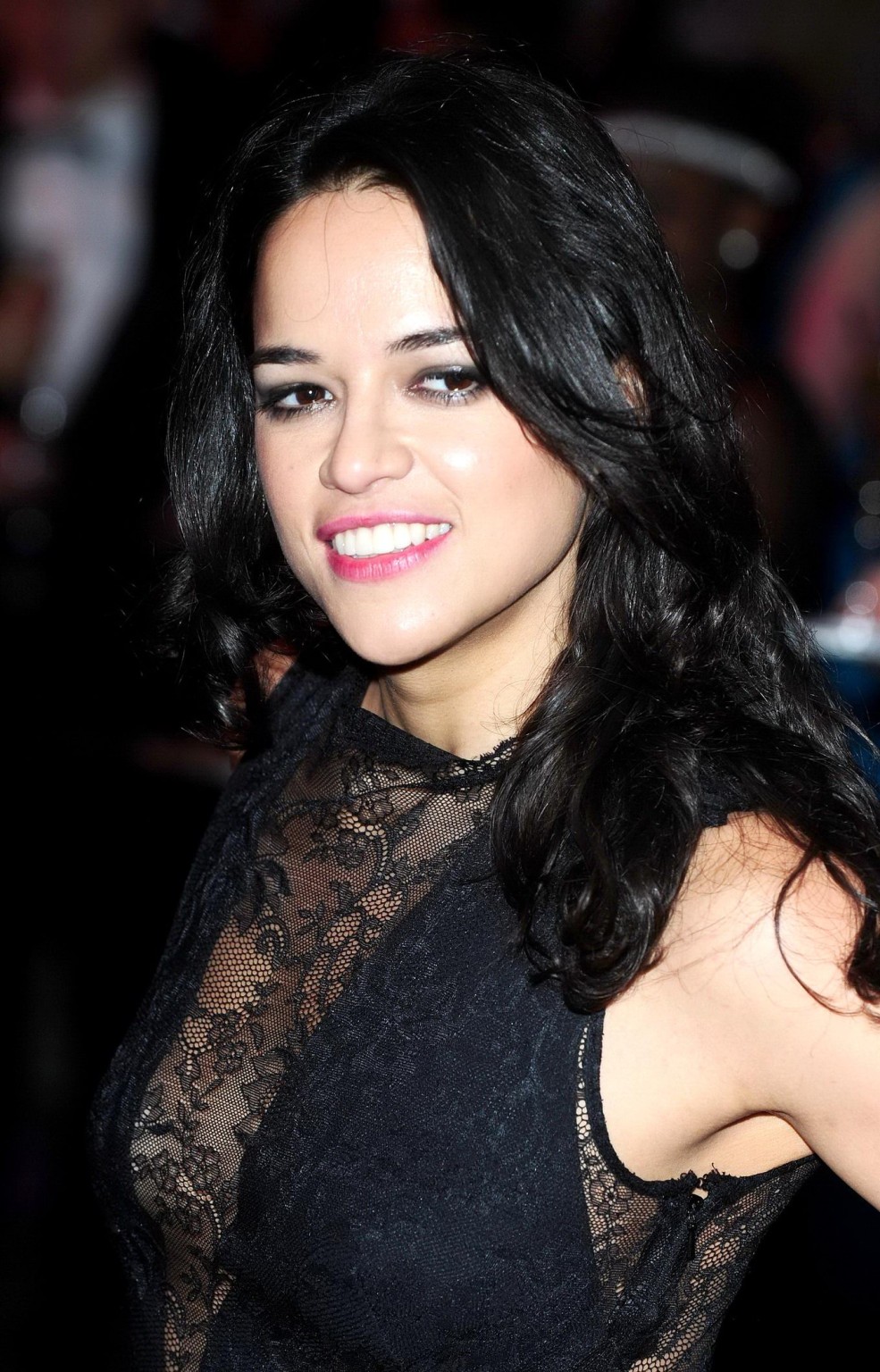 Michelle Rodriguez braless wearing a partially see through dress at Hollywood Co #75250387