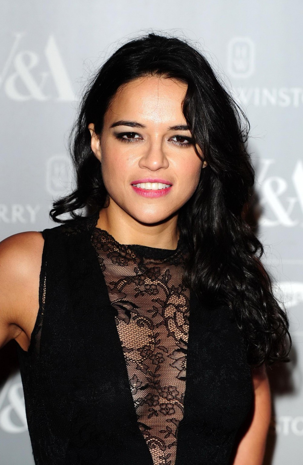 Michelle Rodriguez braless wearing a partially see through dress at Hollywood Co #75250461