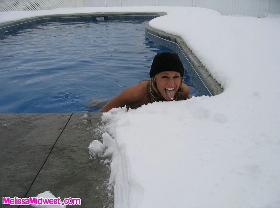 Melissa Midwest taking a swim with snow outside #77488888