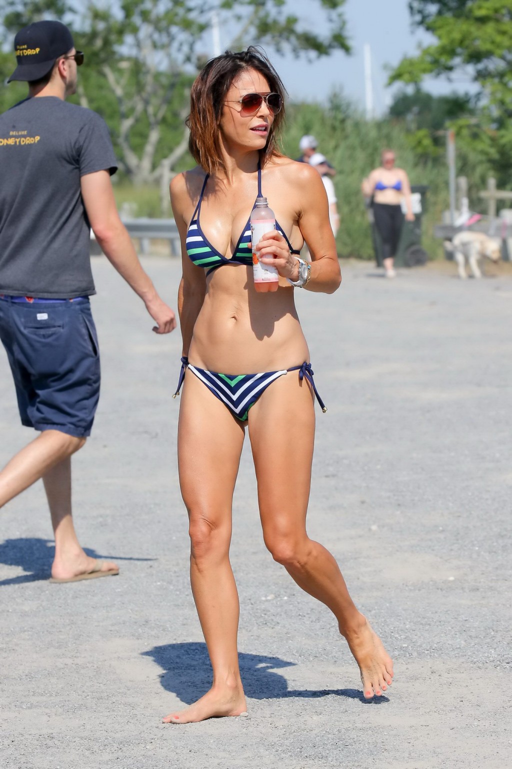 Bethenny Frankel busty wearing tiny striped bikini #75155425