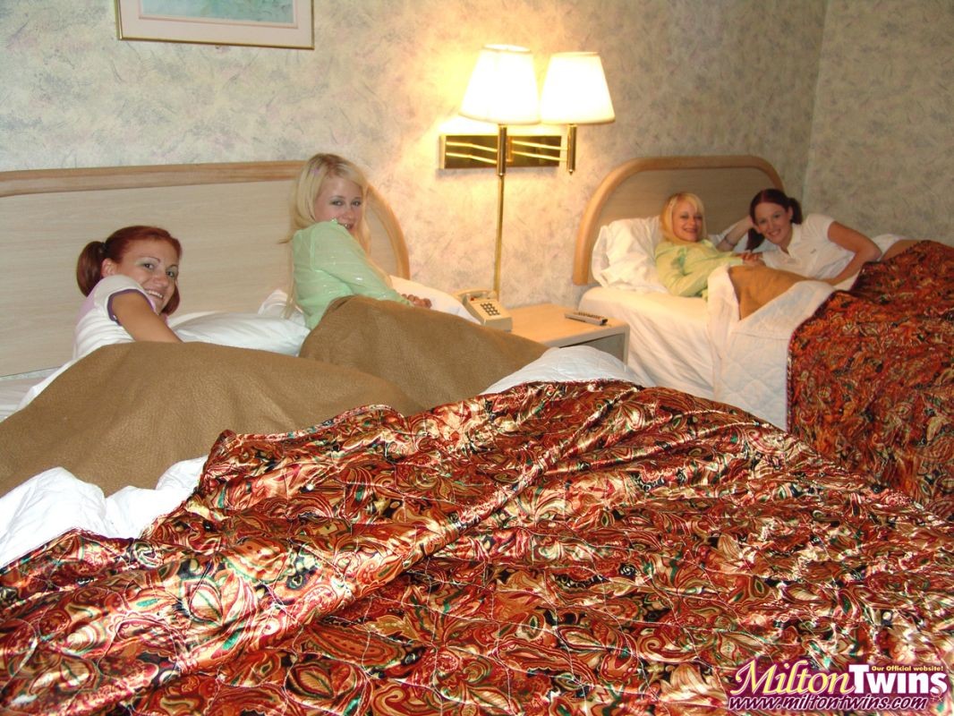 Blonde and redhead twins trying lesbian orgy before go to sleep #68371460