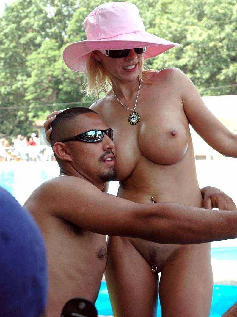 Heating up the beach by exposing her significant tits #72245253