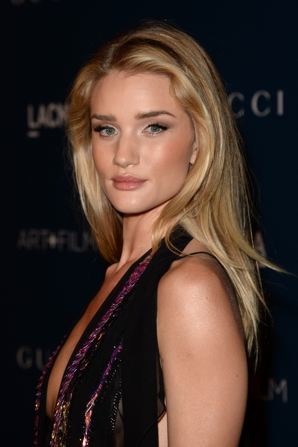 Rosie Huntington-Whiteley braless wearing a wide open dress at the 2013 LACMA Ar #75214168