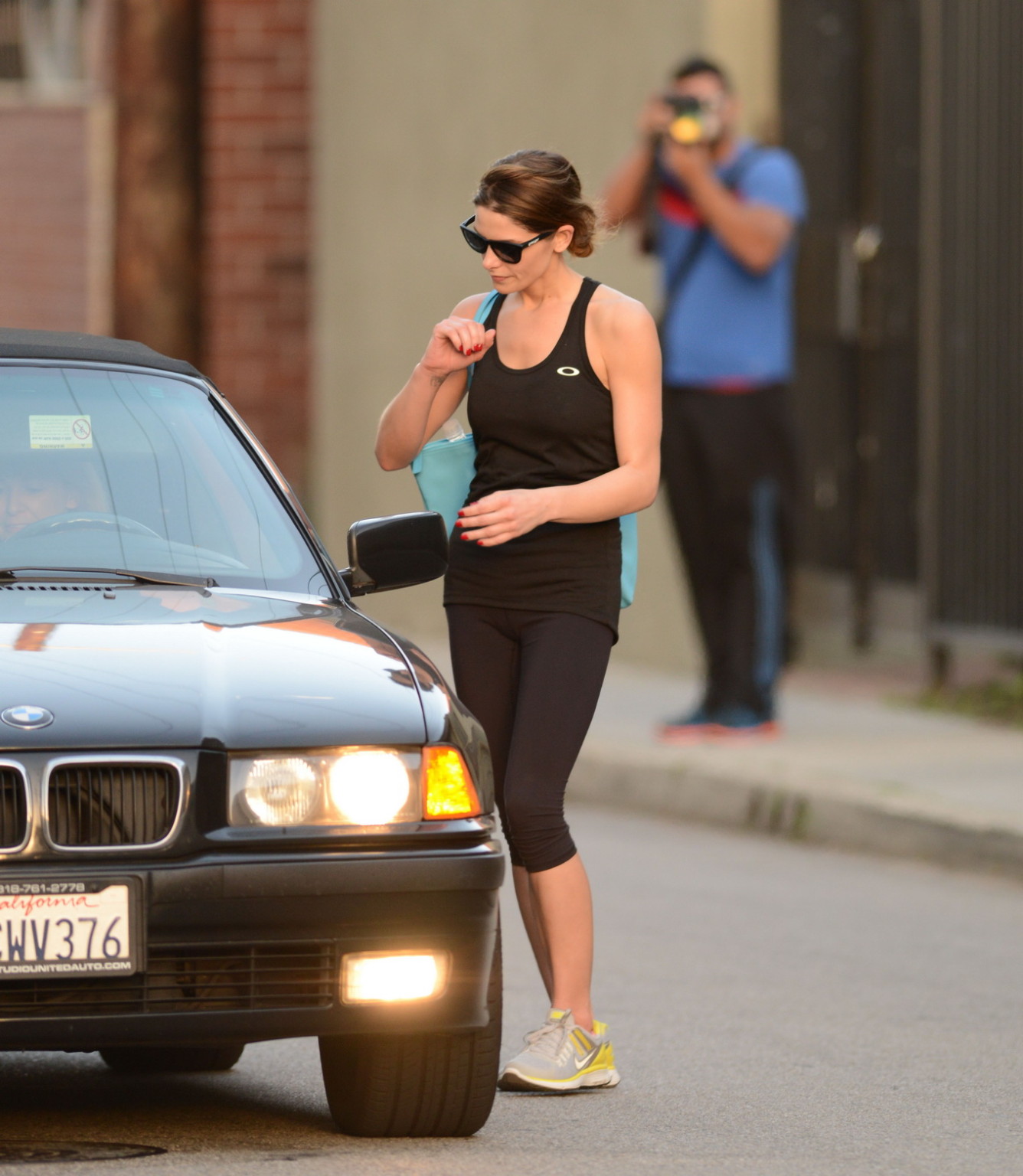 Ashley Greene wearing tank top and tights after a gym session in Studio City #75201865